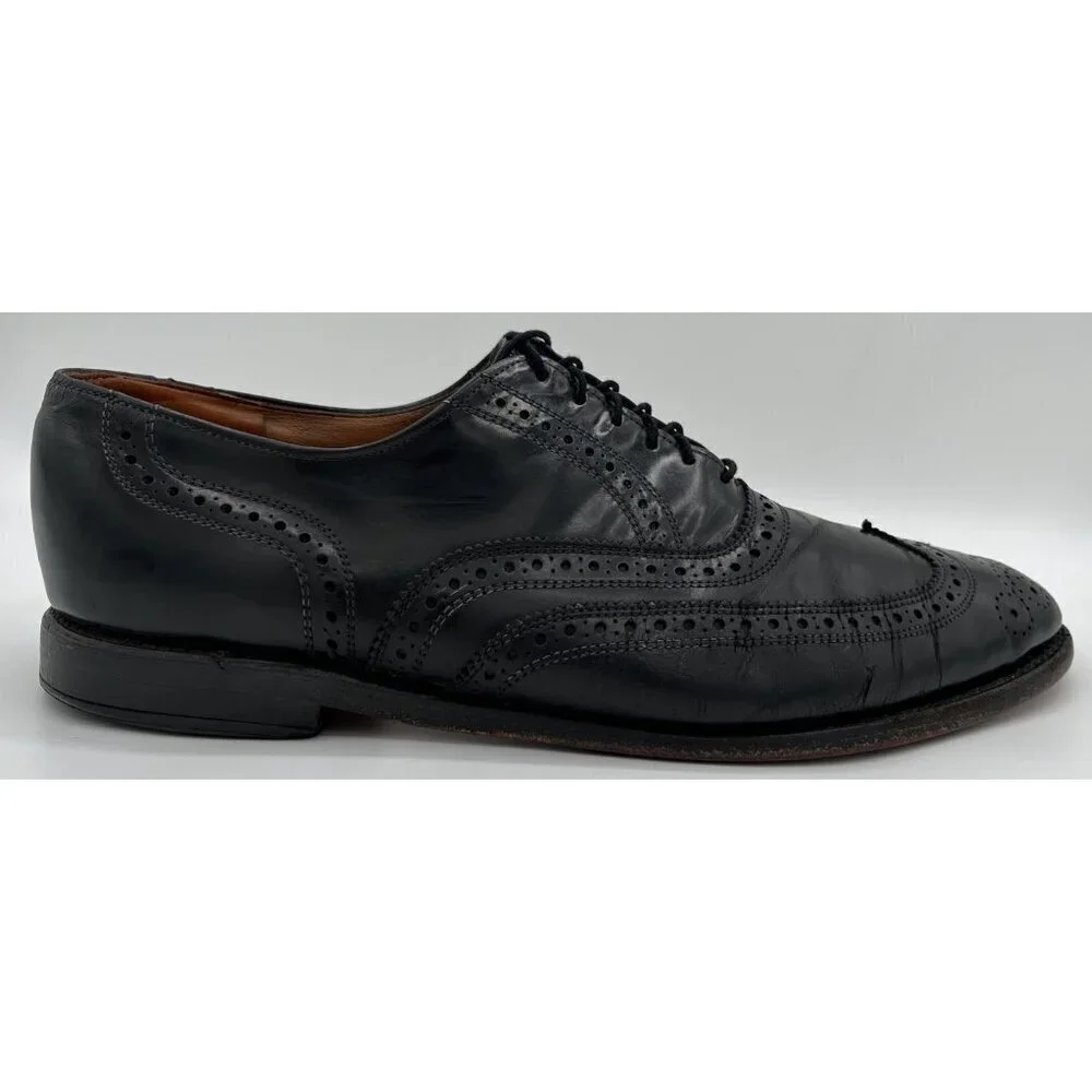 Allen Edmonds Lloyd Black Leather Wingtip Brogue Oxford Dress Shoe Mens 10.5 D